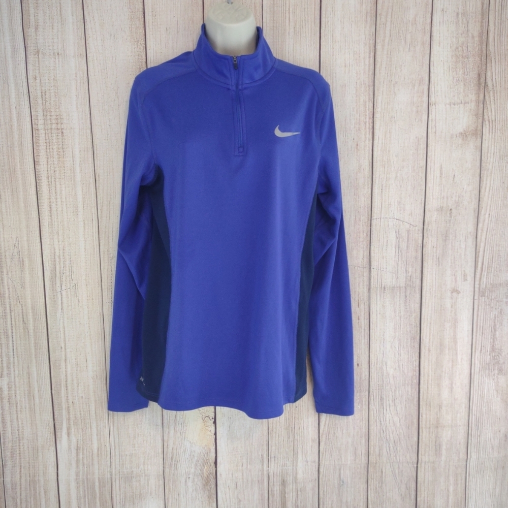 Nike running pullover dri-fit performance 1/4 zip blue large